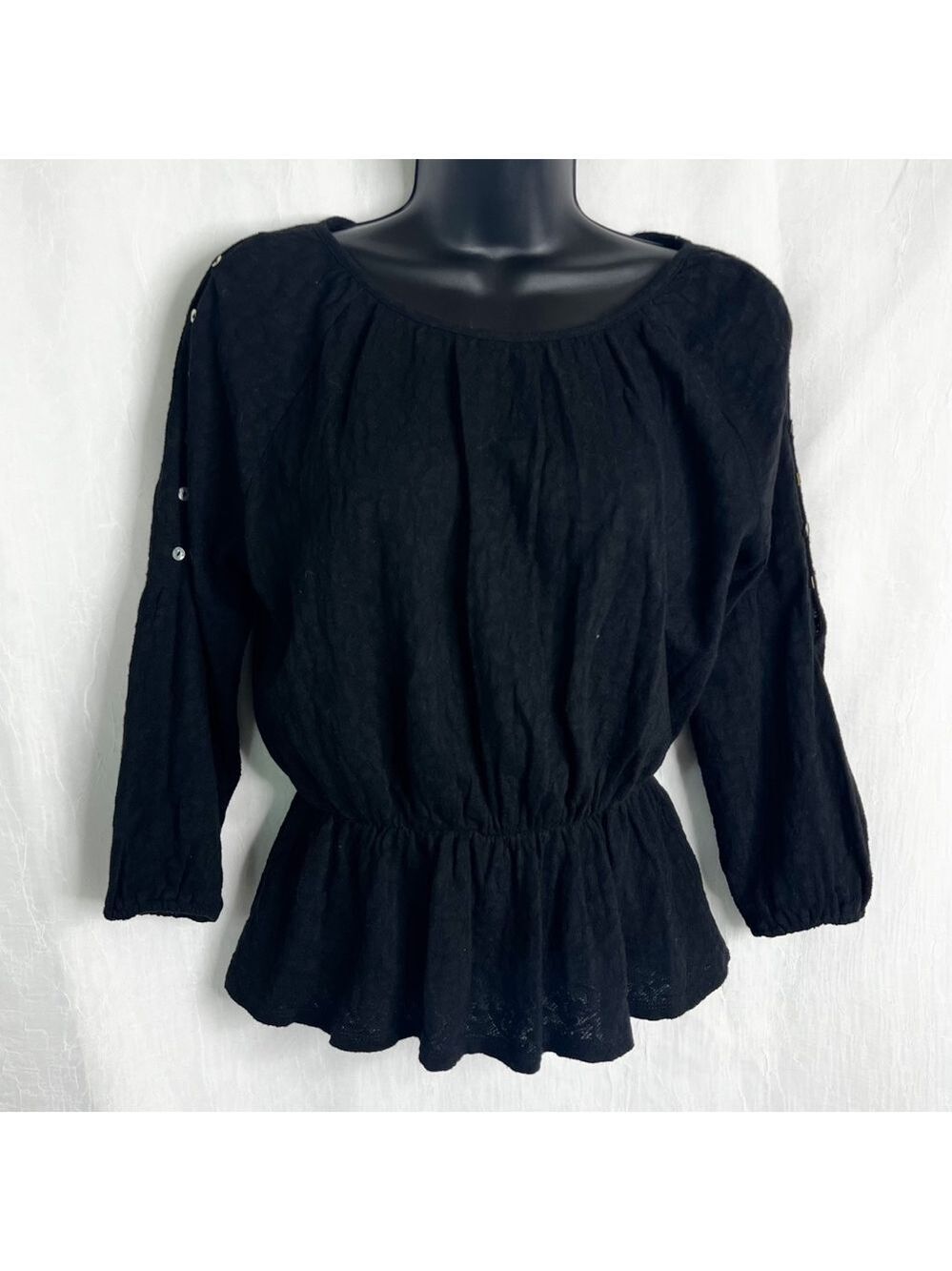 🦩 LUCKY BRAND Button Sleeve Peplum Top / 100% Cotton (🦩2 for $25) - Picture 12 of 15